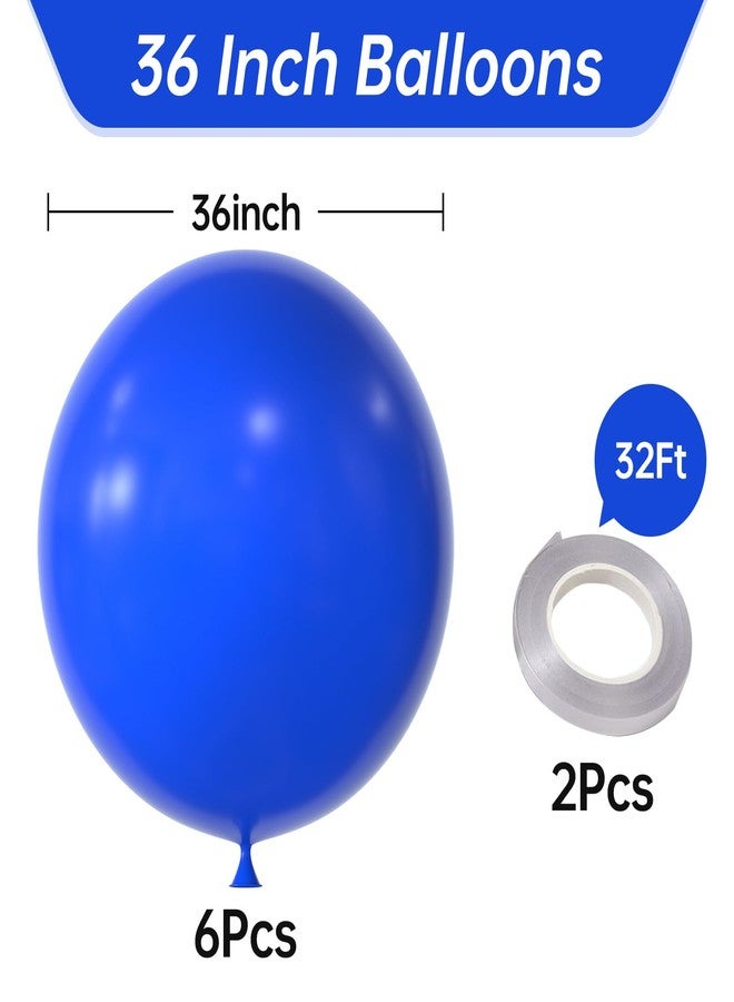 KALOR 36 Inch Giant Dark Blue Balloons, 6 Pack Large Round Dark Blue Latex Balloons for Anniversary, Birthday, Christmas, Wedding, Baby Shower Party Decorations - Image 2